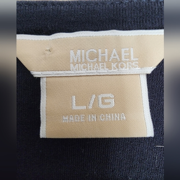 Michael Kors Navy Blue V-Neck Tie Waist Tunic SZ Large - Picture 5 of 8